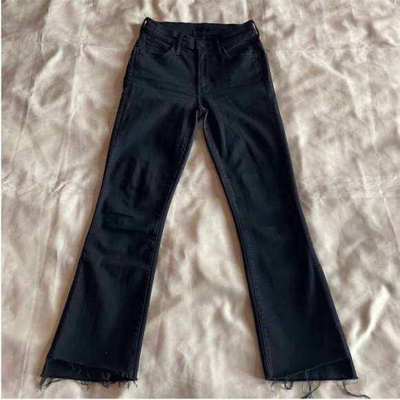 MOTHER- Mid Rise Insider Crop Step Fray Black Not Guilty Ankle Jeans Size 24 - Picture 3 of 12